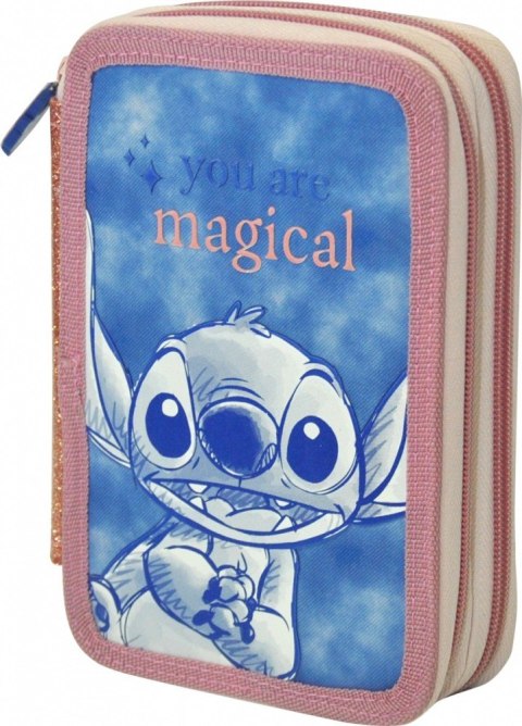 Piórnik dwukomorowy Stitch z wyposażeniem