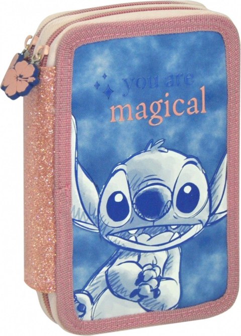 Piórnik dwukomorowy Stitch z wyposażeniem