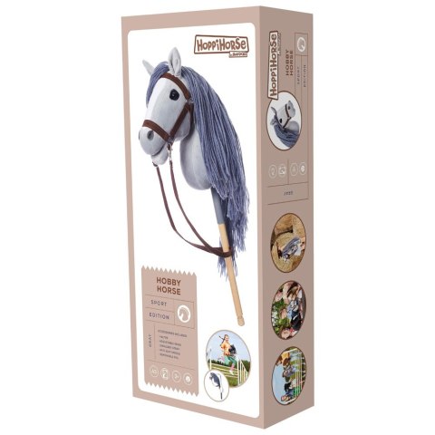 Koń na kiju Hobby Horse HOPPIHORSE A3 szary, maść siwa Tootiny