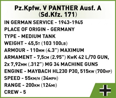 Klocki Pz.Kpfw.V Panther Ausf.A 1152 klocki Cobi Klocki
